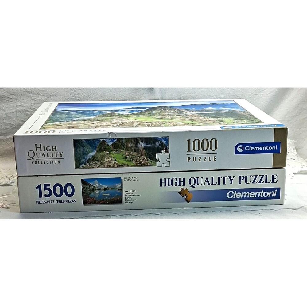 Lot of 2 Clementoni 1500 &1000 Piece Landscape Jigsaw Puzzle Cardboard